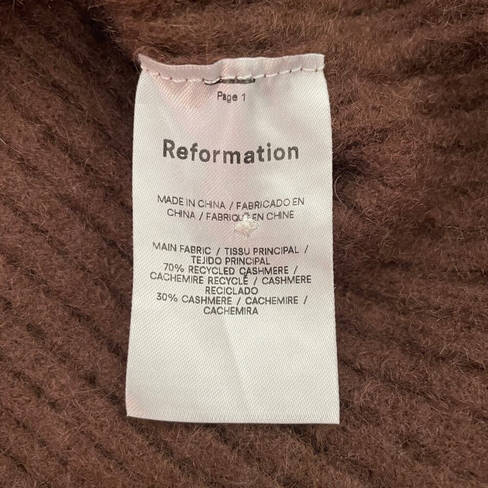 Reformation Recycled Cashmere Collared Button Up Cardigan Brown - Size: Medium - Picture 5 of 6